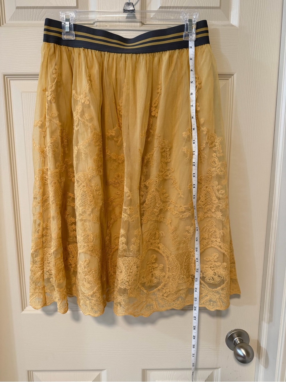 Ariat Mustard Lace Circle Skirt with Black Striped Waistband